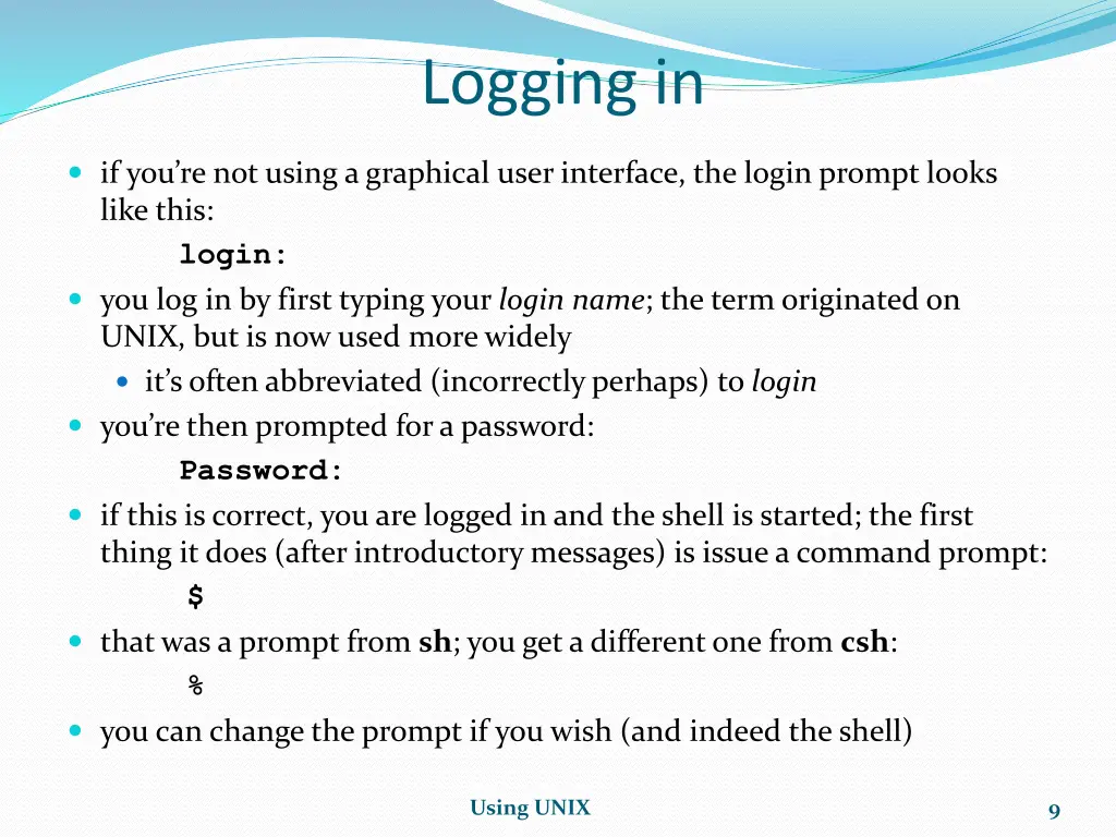 logging in