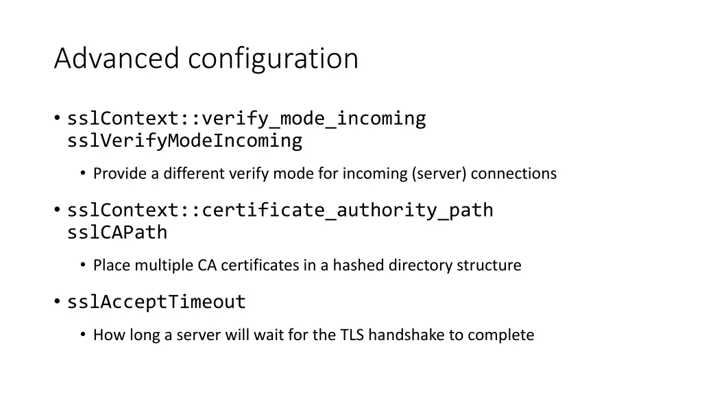 advanced configuration