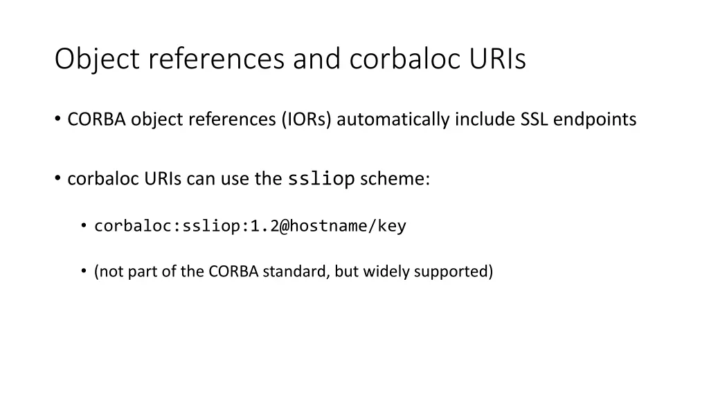object references and corbaloc uris