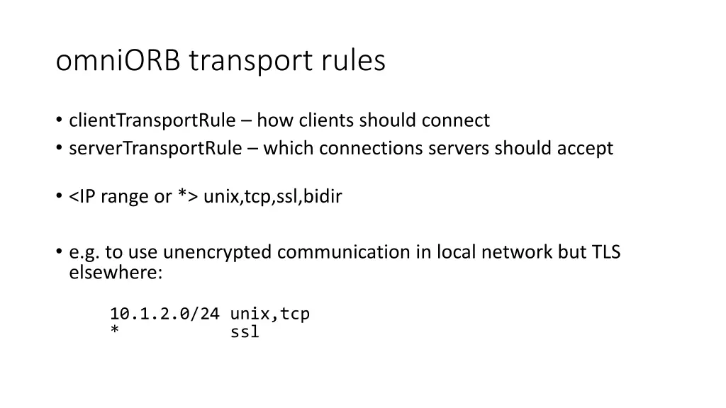 omniorb transport rules