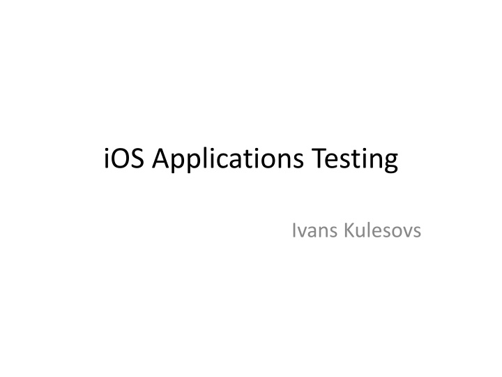 ios applications testing