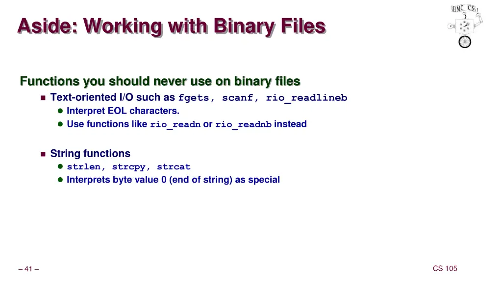 aside working with binary files