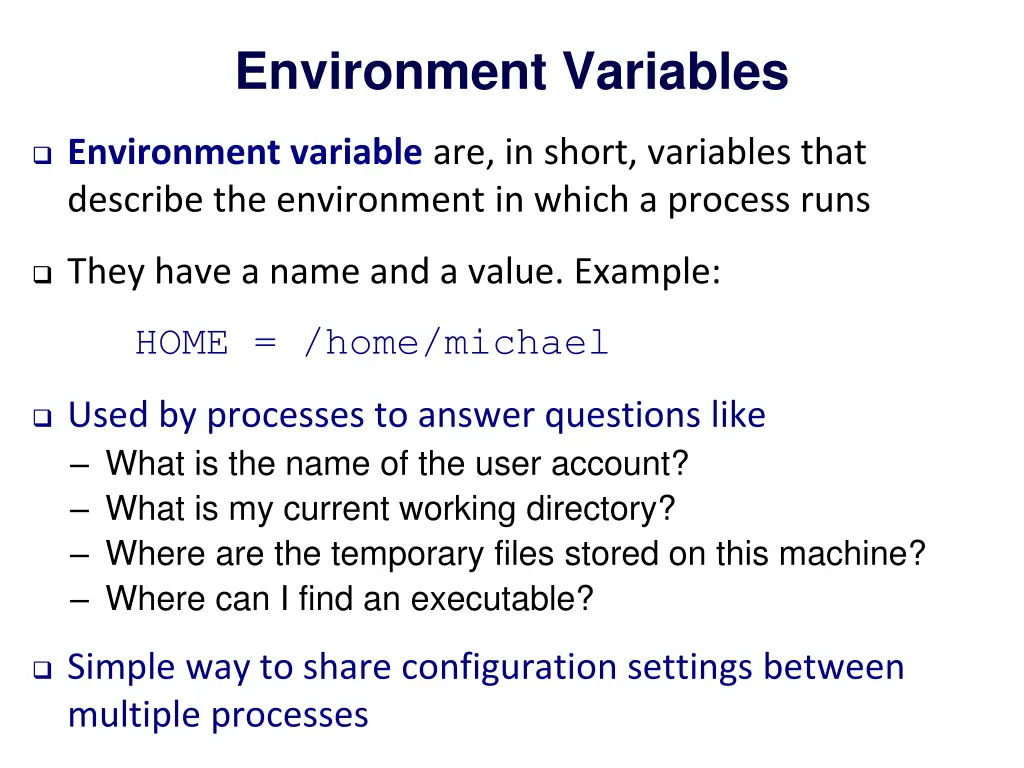 environment variables