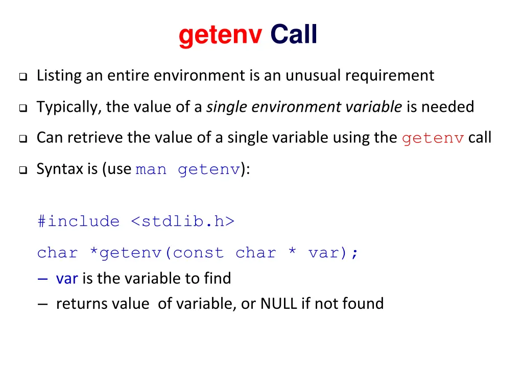 getenv call