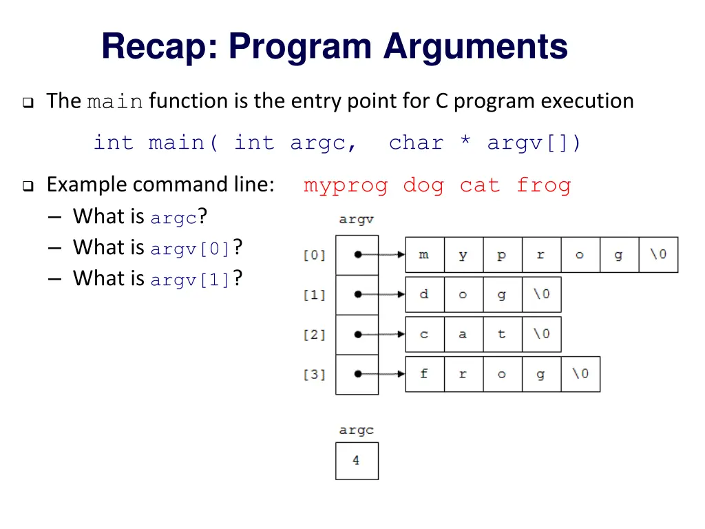 recap program arguments