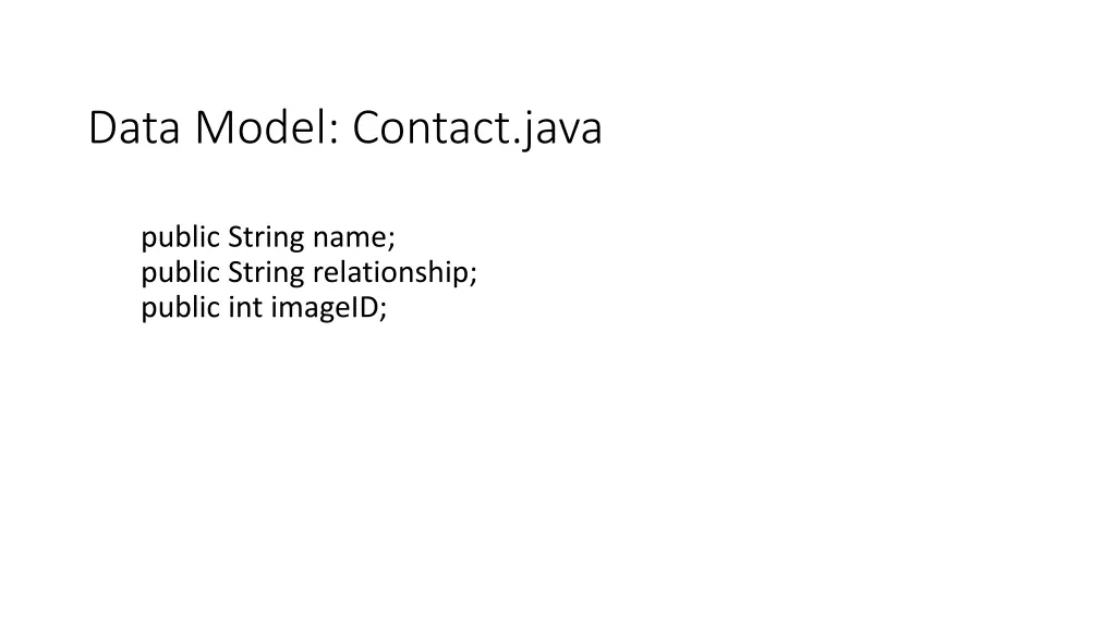 data model contact java