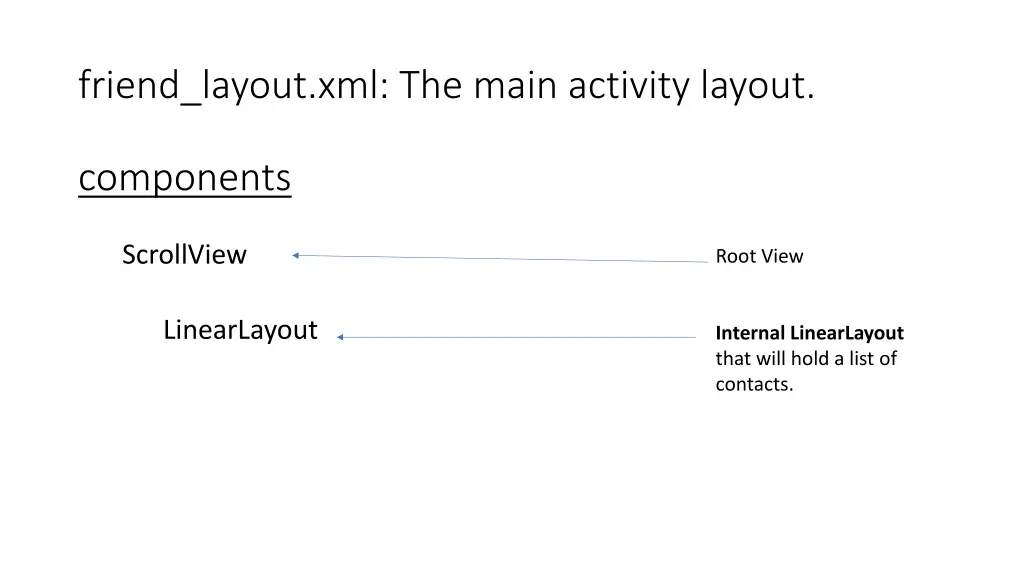 friend layout xml the main activity layout