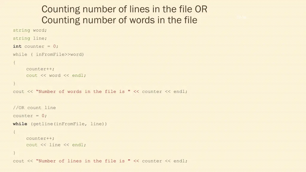 counting number of lines in the file or counting