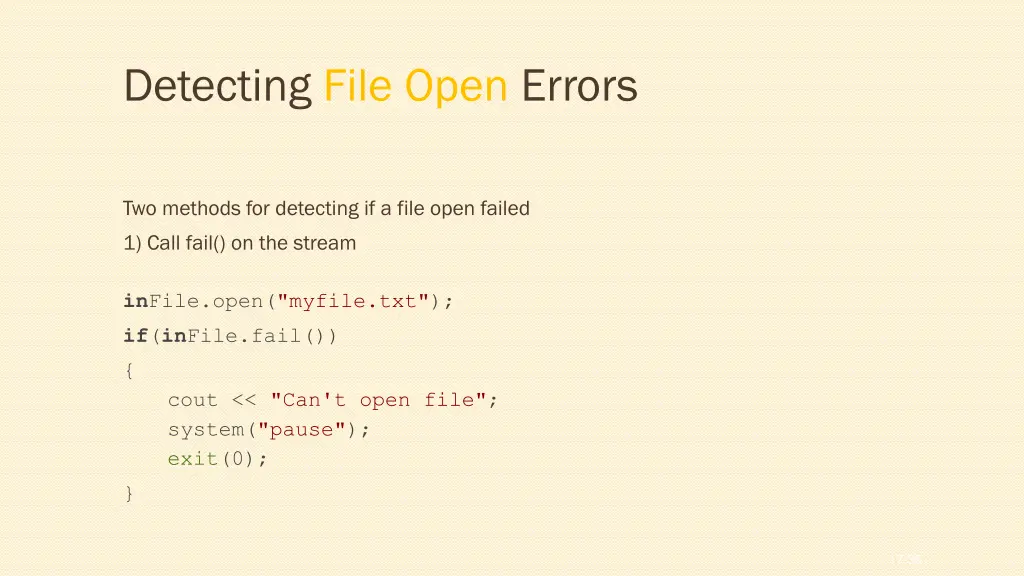 detecting file open errors