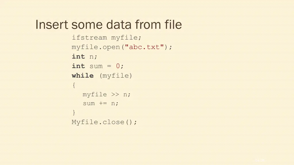 insert some data from file ifstream myfile myfile