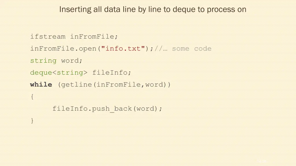 inserting all data line by line to deque