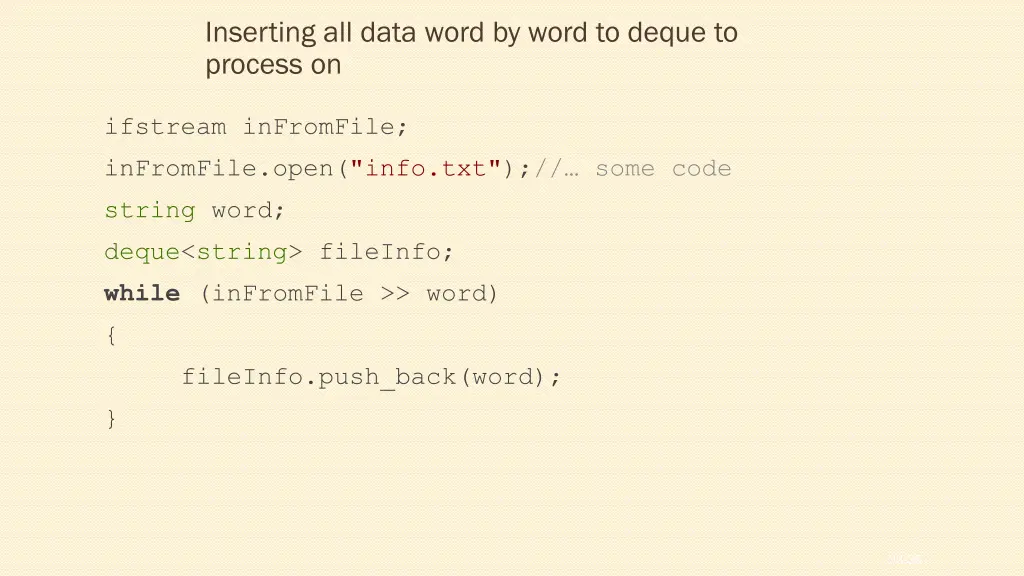 inserting all data word by word to deque