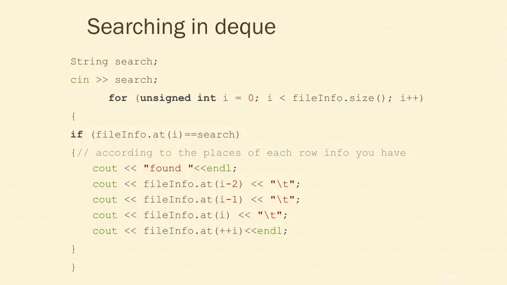 searching in deque