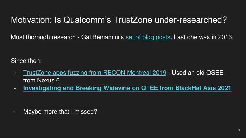 motivation is qualcomm s trustzone under