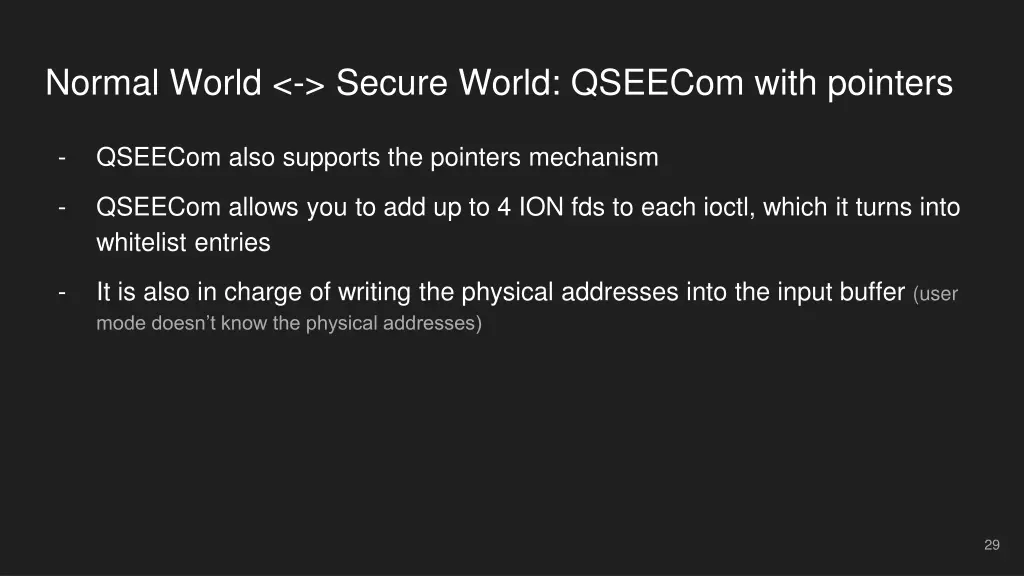 normal world secure world qseecom with pointers