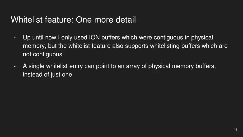 whitelist feature one more detail