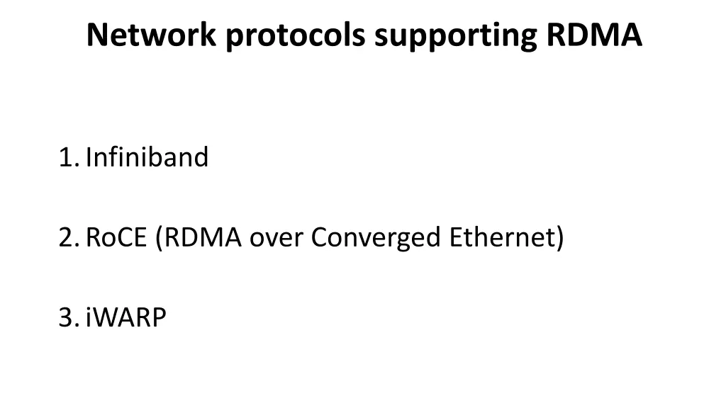 network protocols supporting rdma