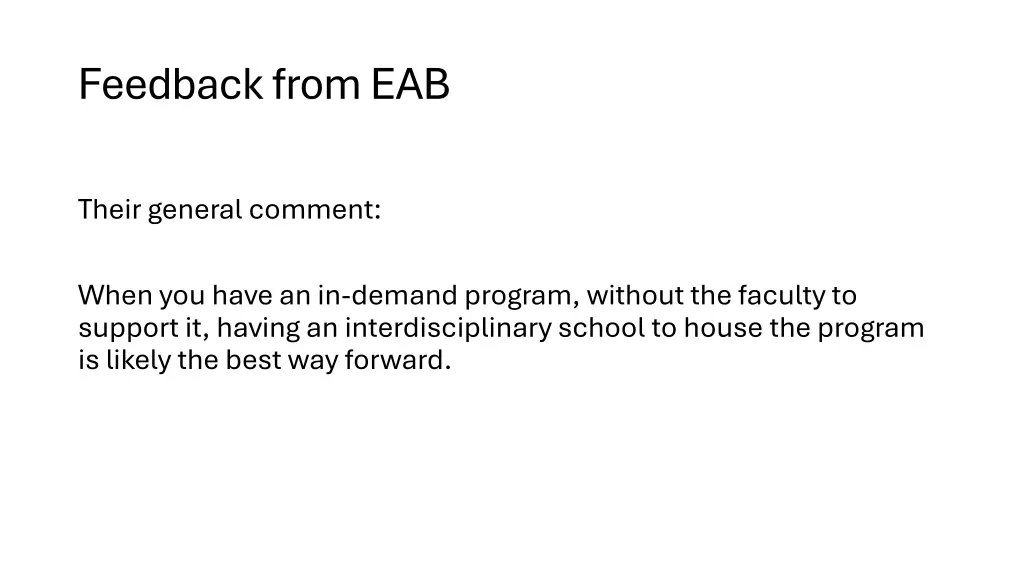 feedback from eab