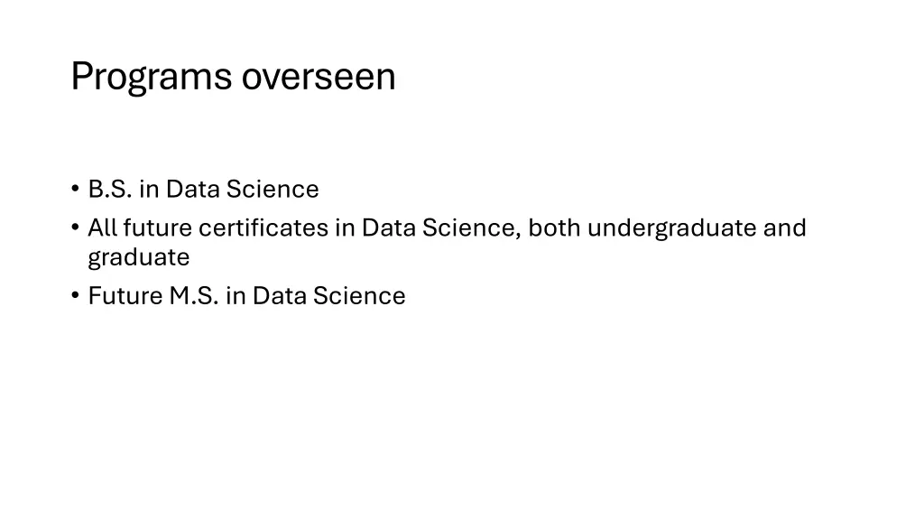 programs overseen