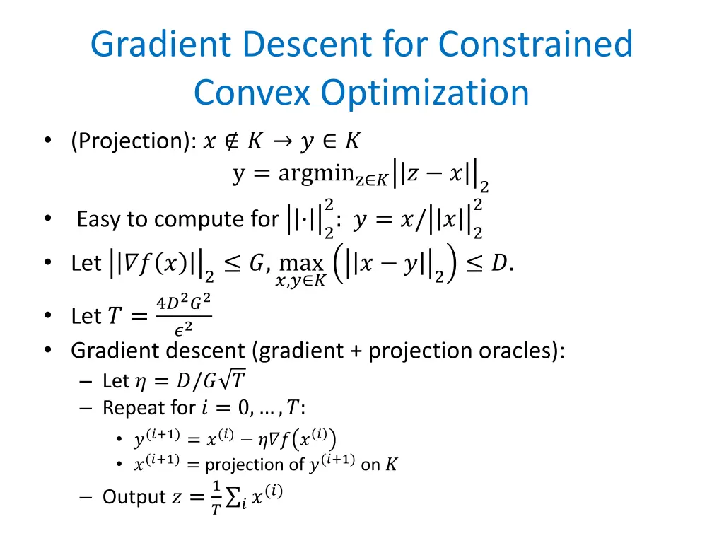 gradient descent for constrained convex