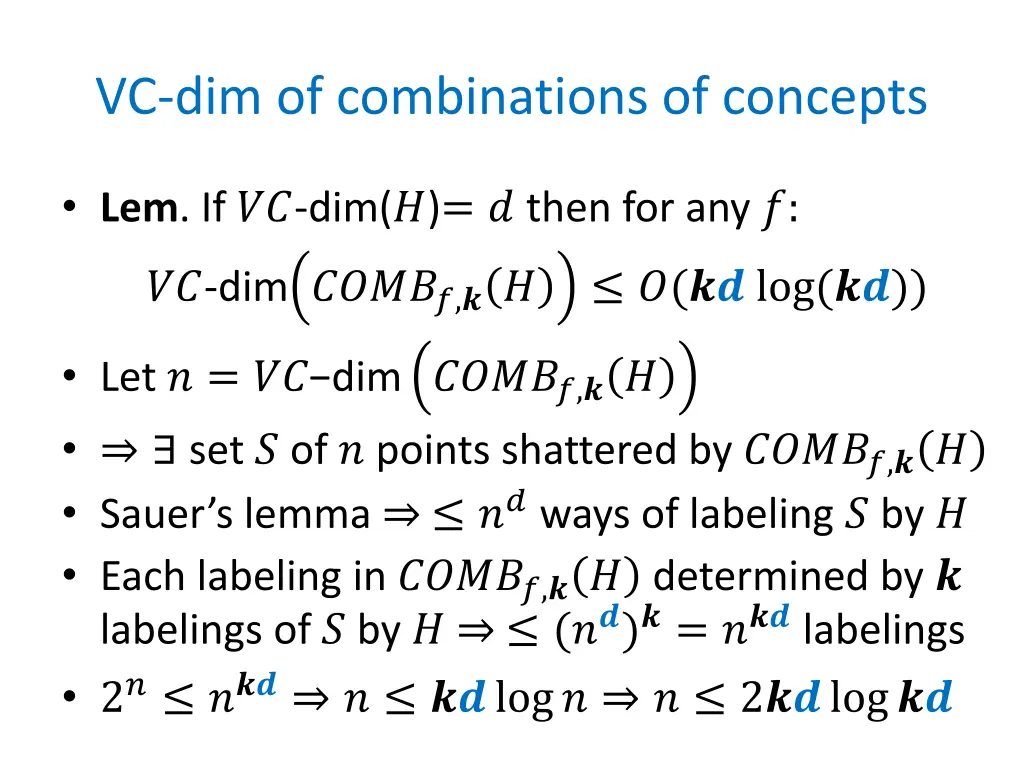 vc dim of combinations of concepts 1