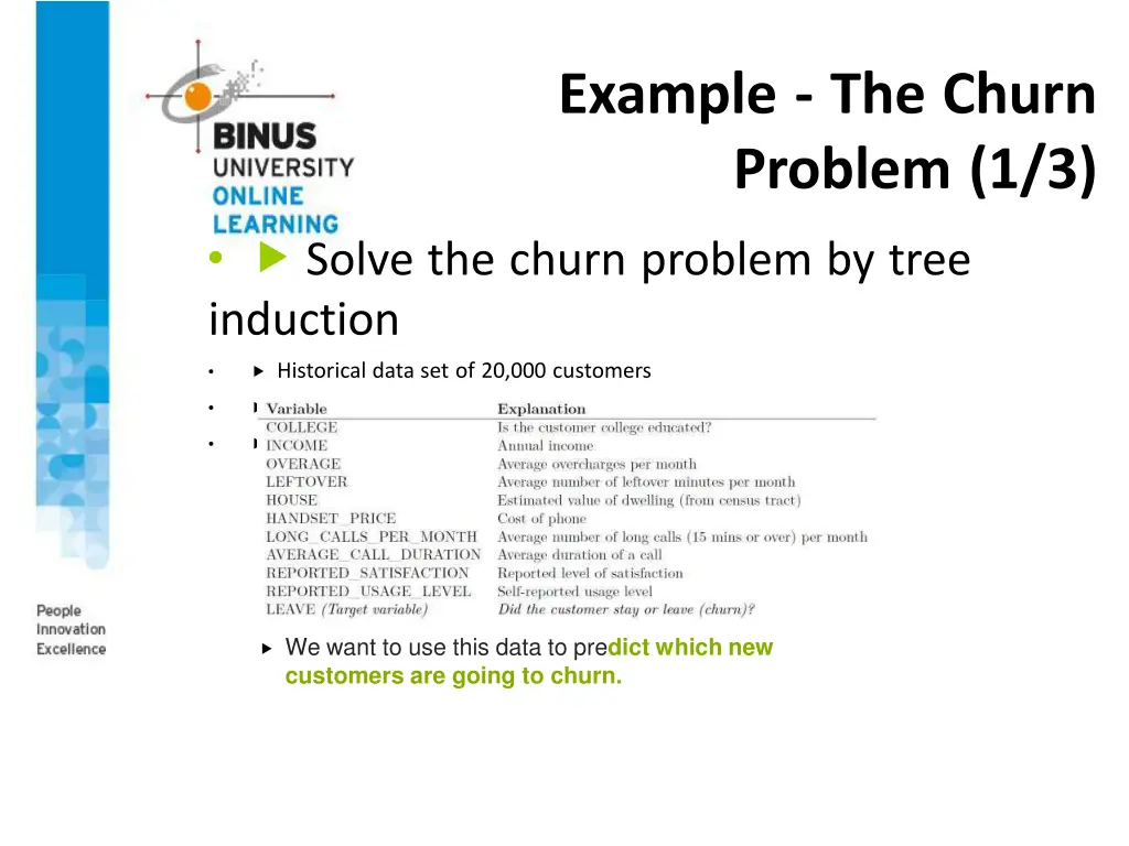 example the churn problem 1 3