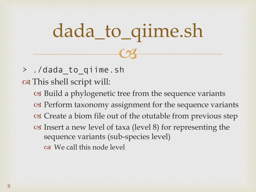 dada to qiime sh