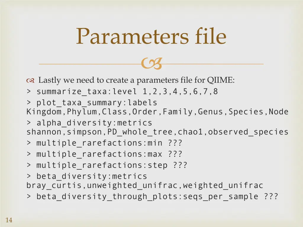 parameters file