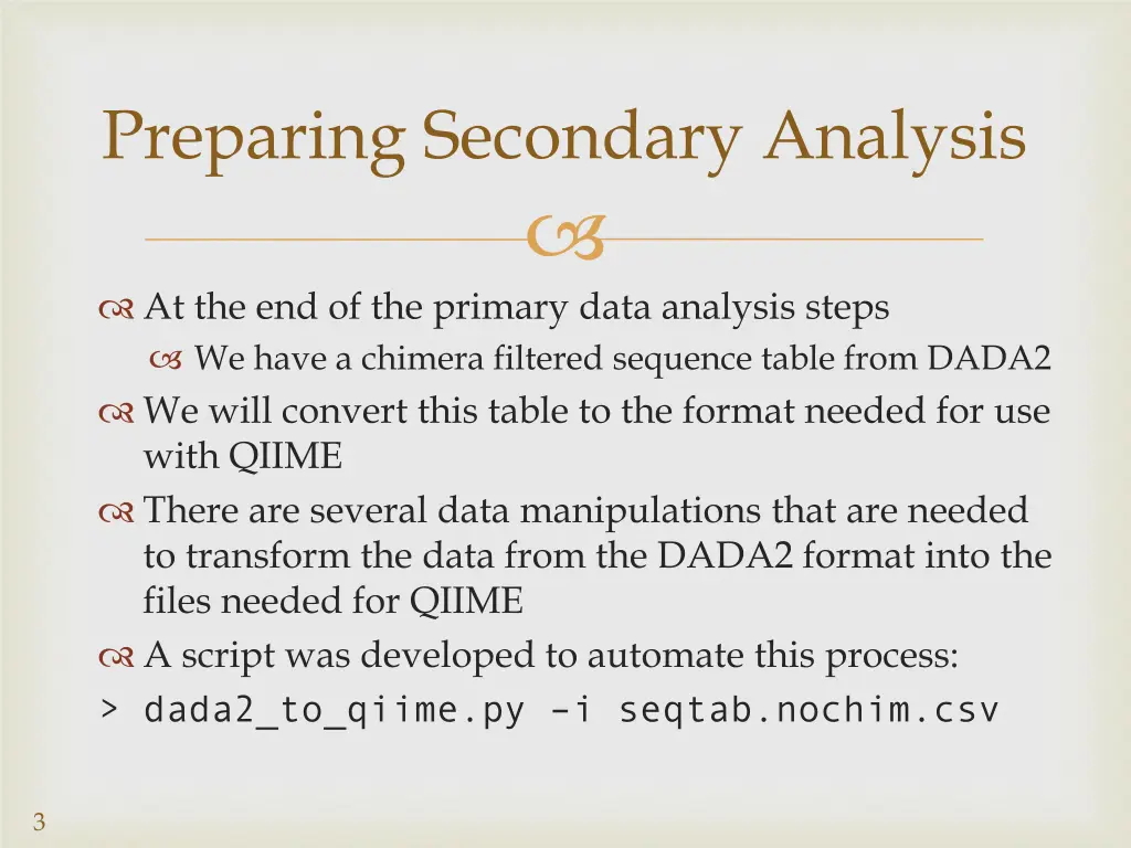 preparing secondary analysis