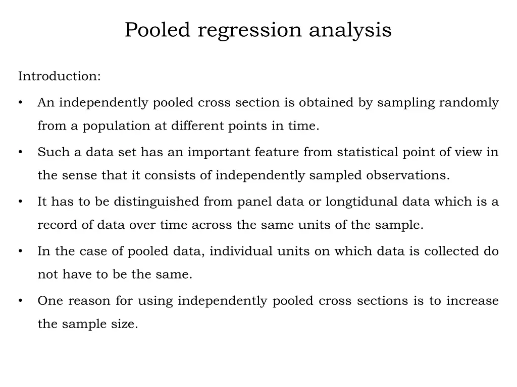 pooled regression analysis