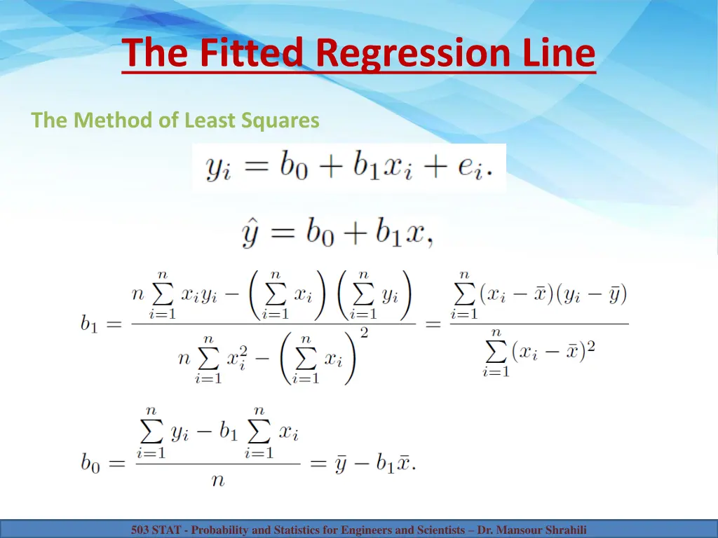 the fitted regression line