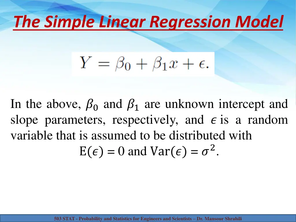 the simple linear regression model