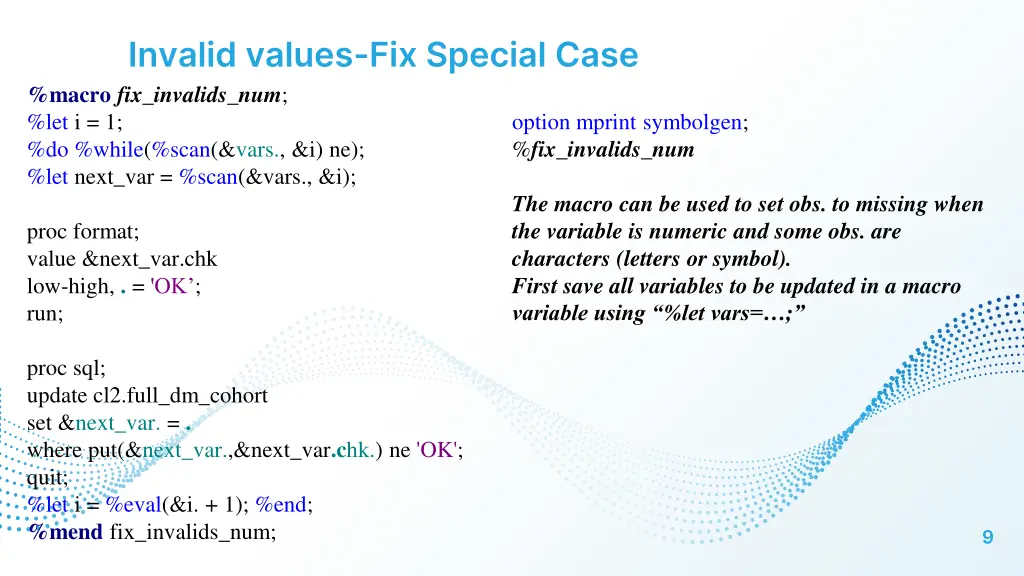invalid values fix special case macro