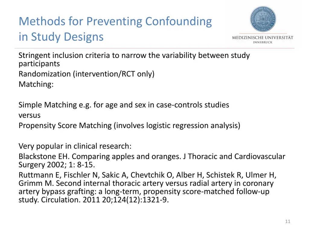 methods for preventing confounding in study