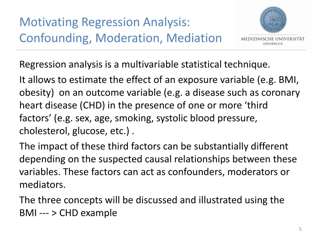 motivating regression analysis confounding 1