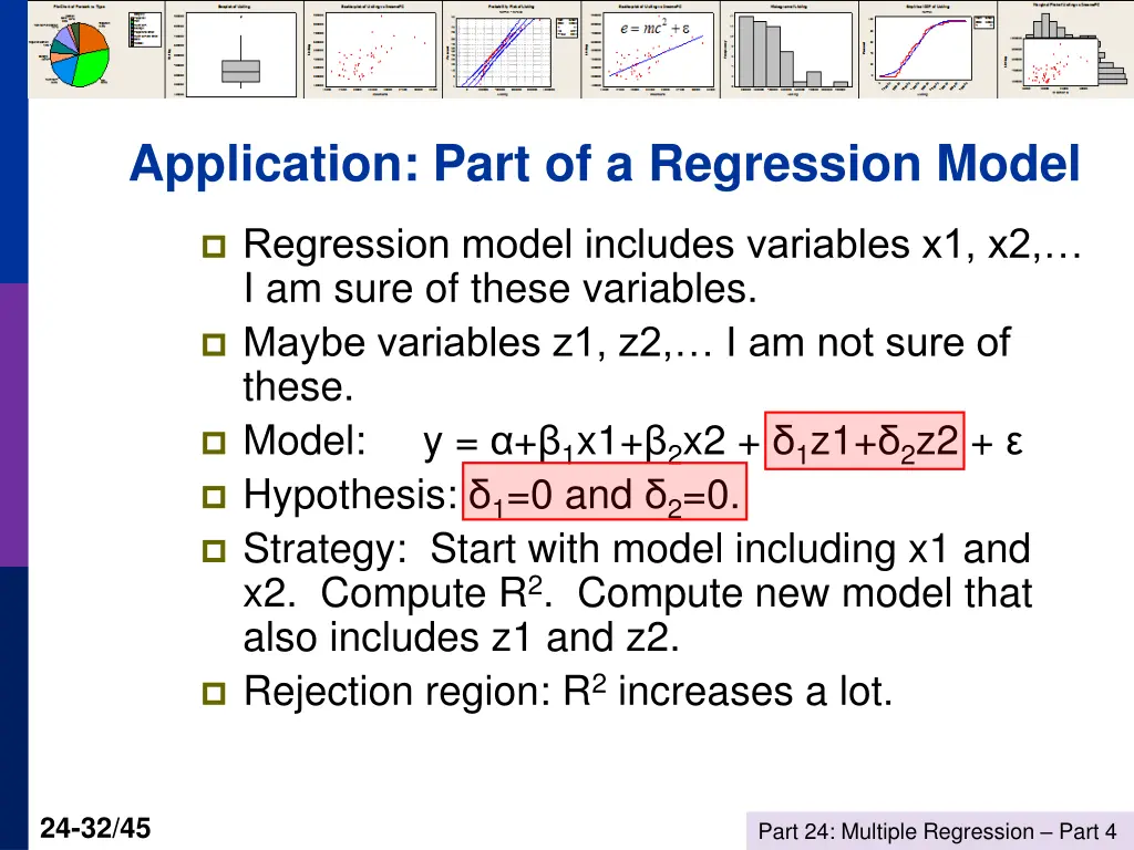 application part of a regression model