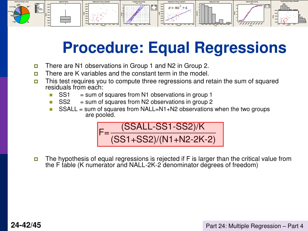 procedure equal regressions