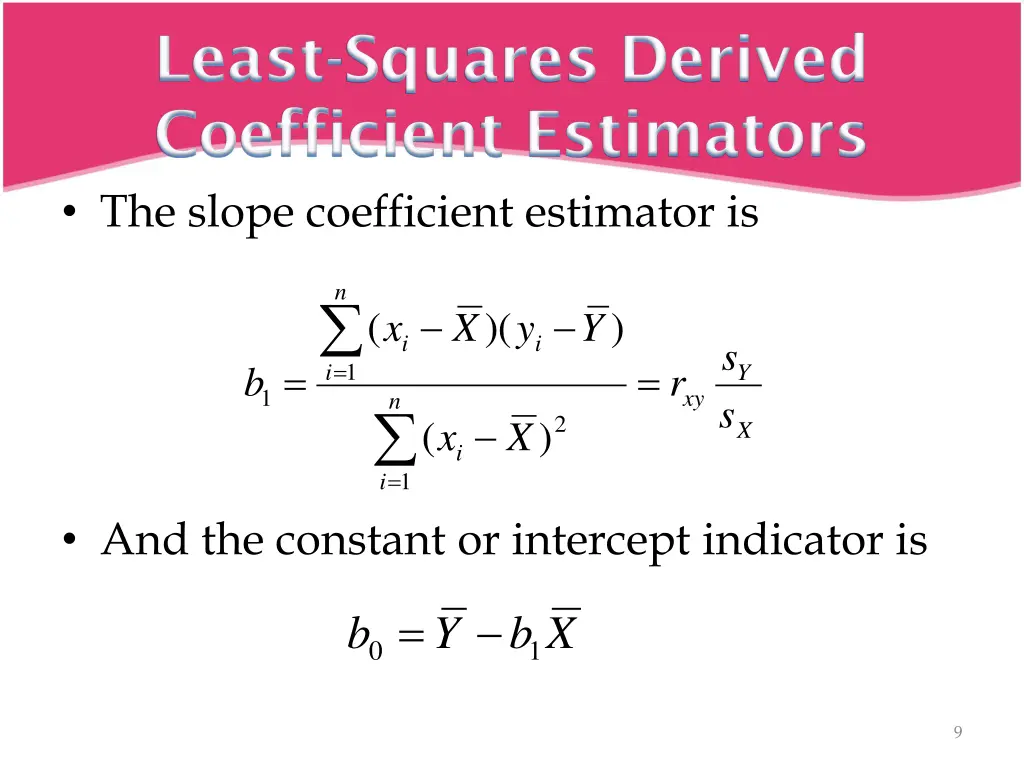 least squares derived coefficient estimators