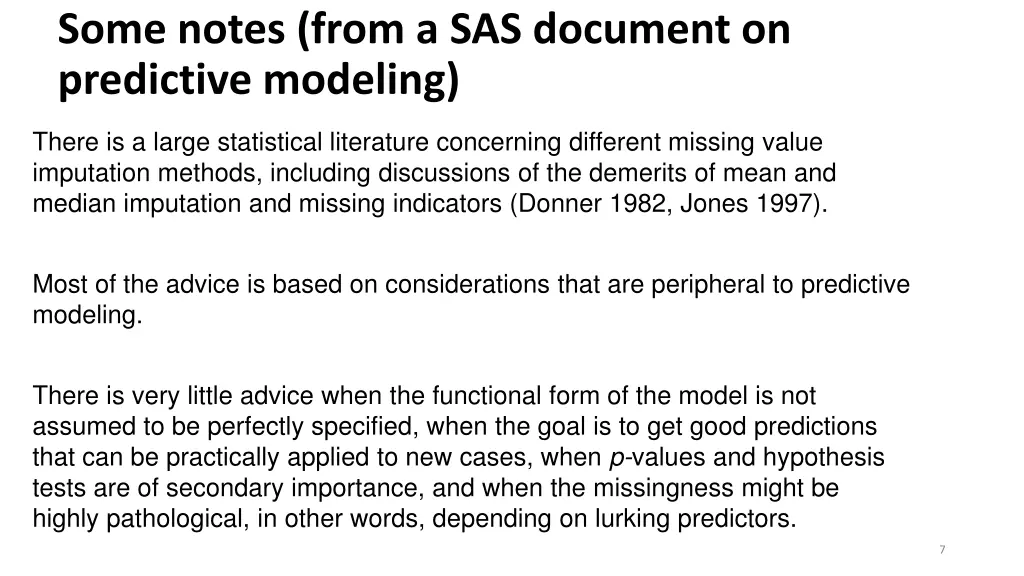 some notes from a sas document on predictive