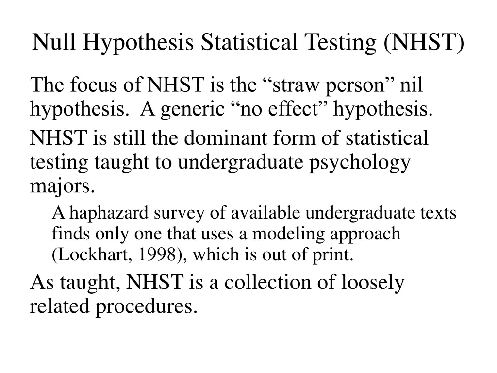 null hypothesis statistical testing nhst