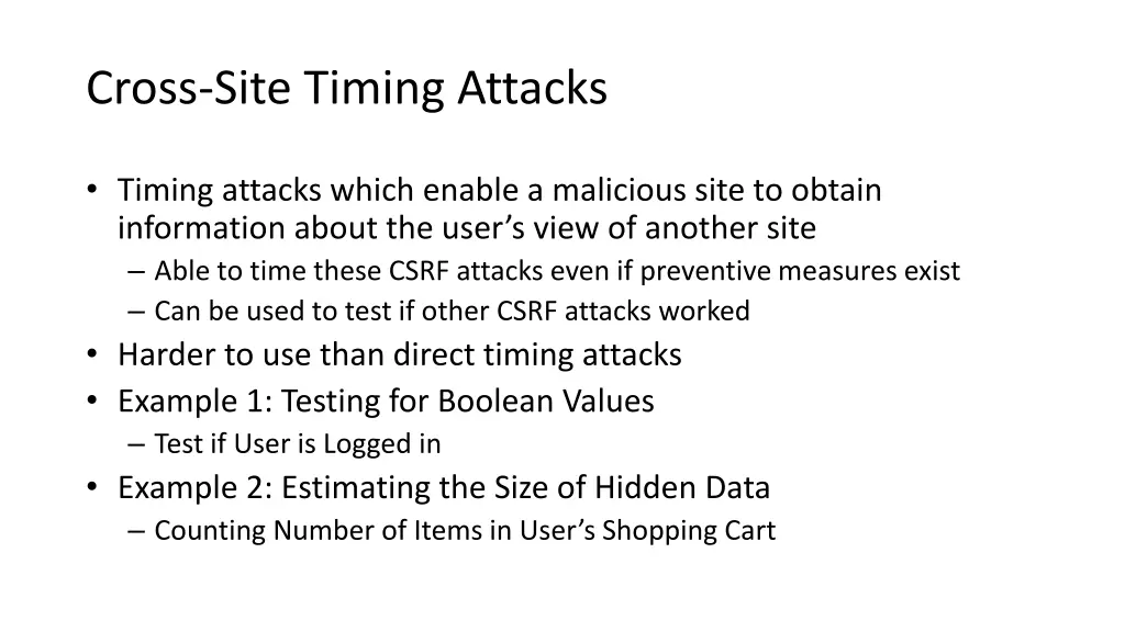 cross site timing attacks