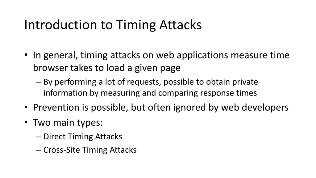 introduction to timing attacks