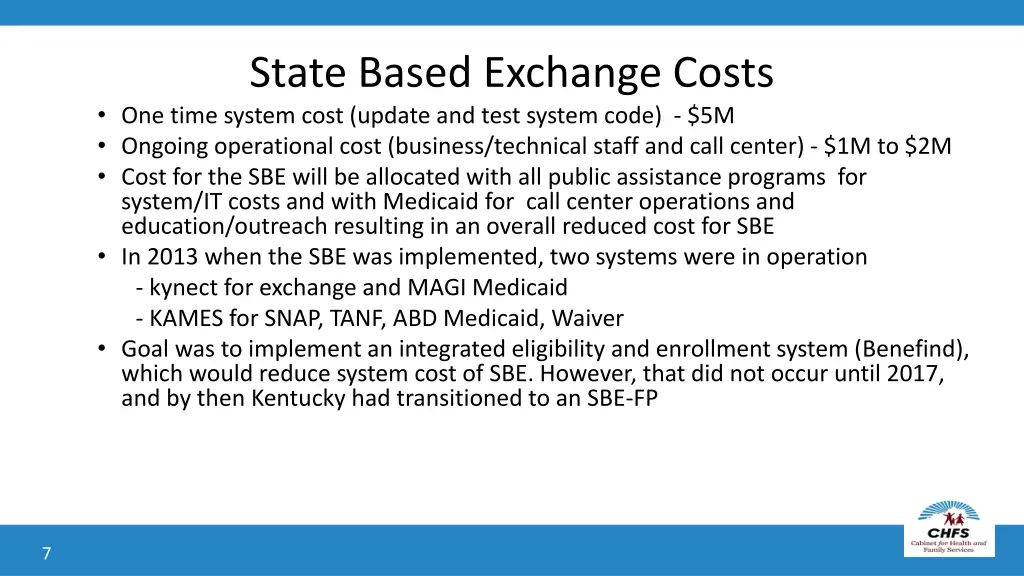 state based exchange costs one time system cost