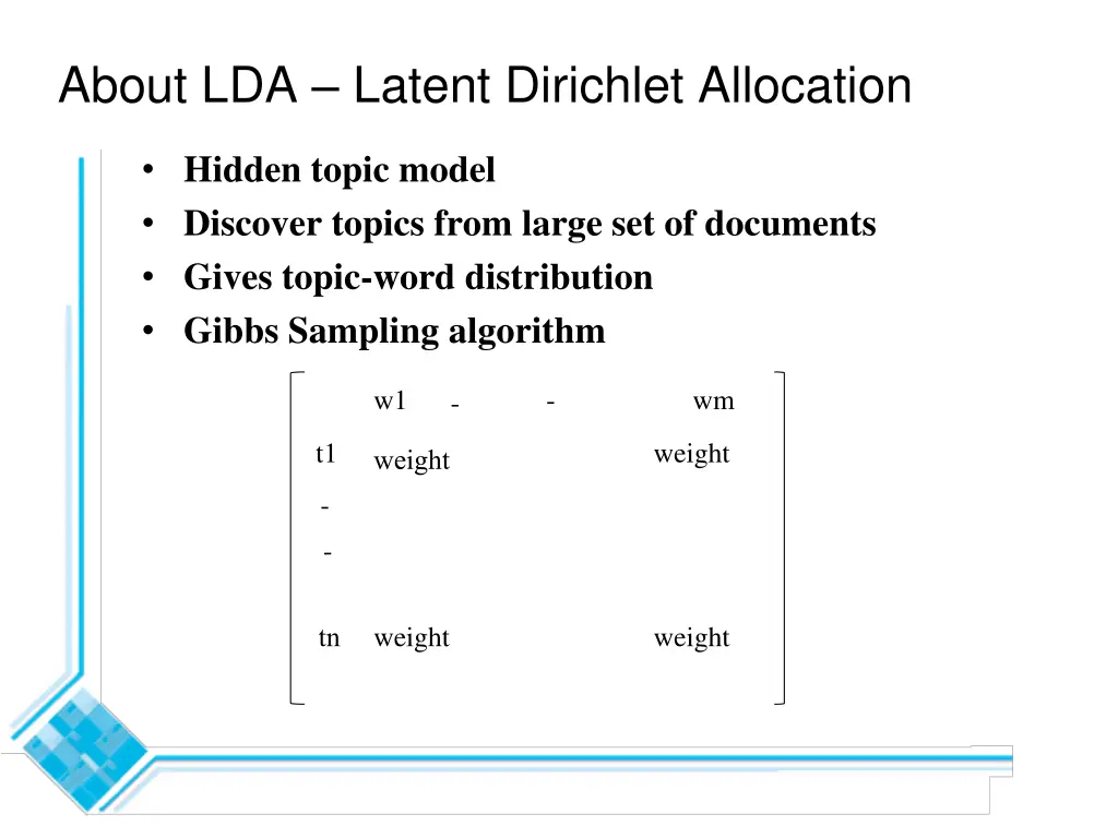 about lda latent dirichlet allocation