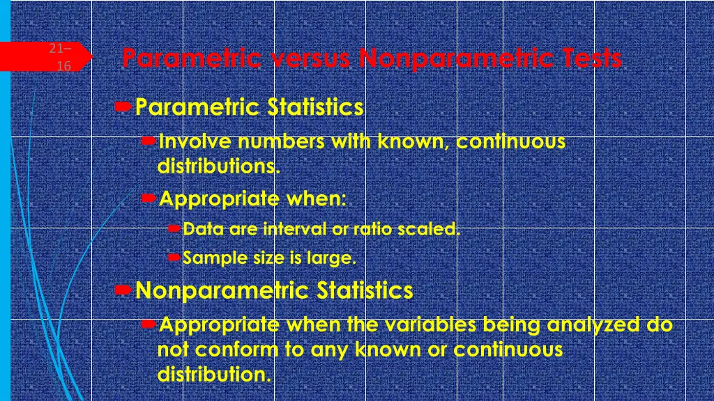 parametric versus nonparametric tests