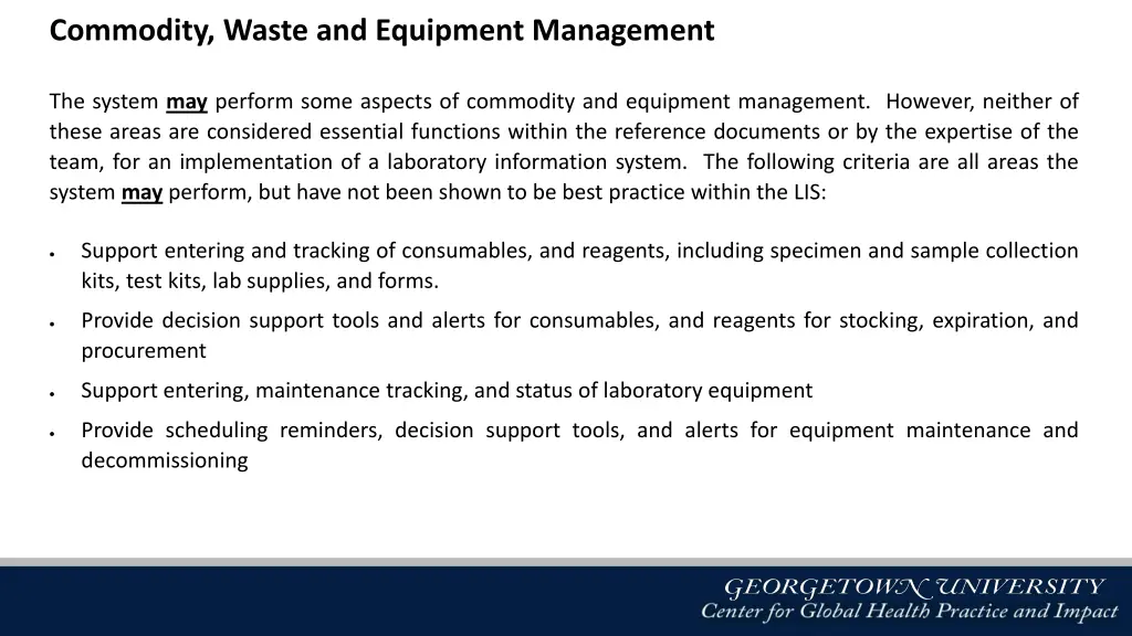 commodity waste and equipment management
