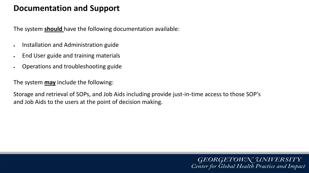 documentation and support