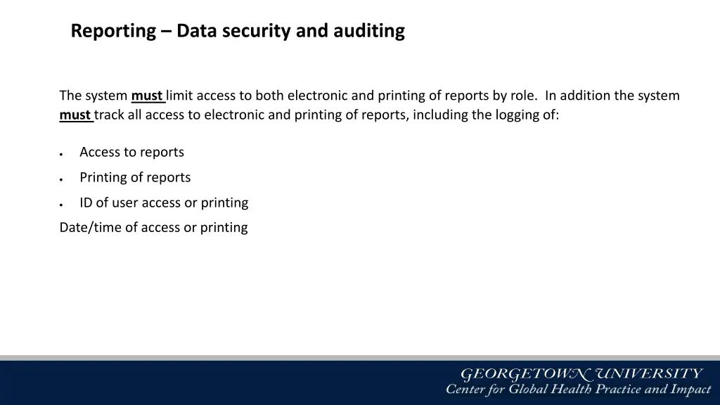 reporting data security and auditing