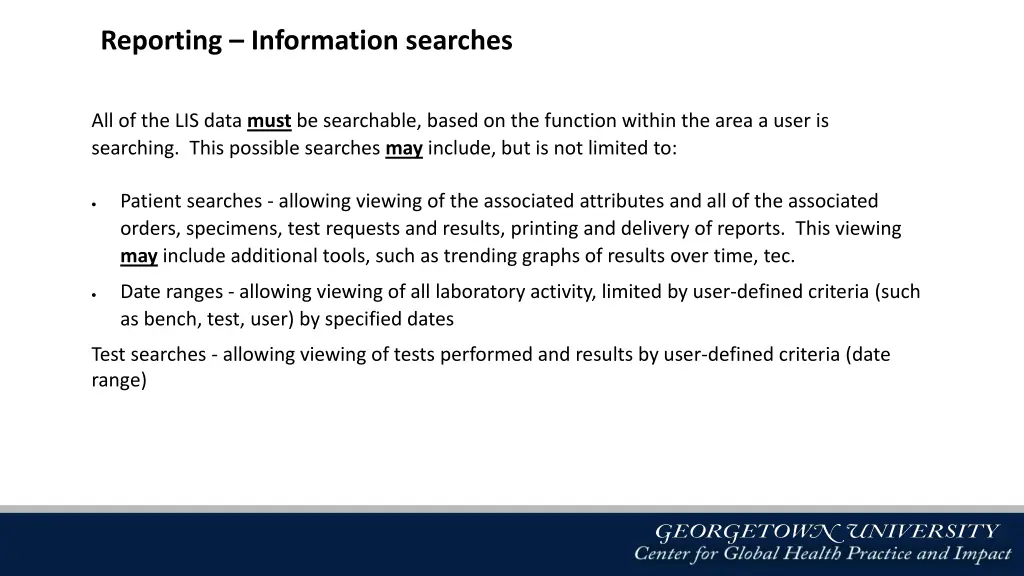 reporting information searches