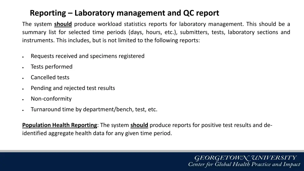 reporting laboratory management and qc report